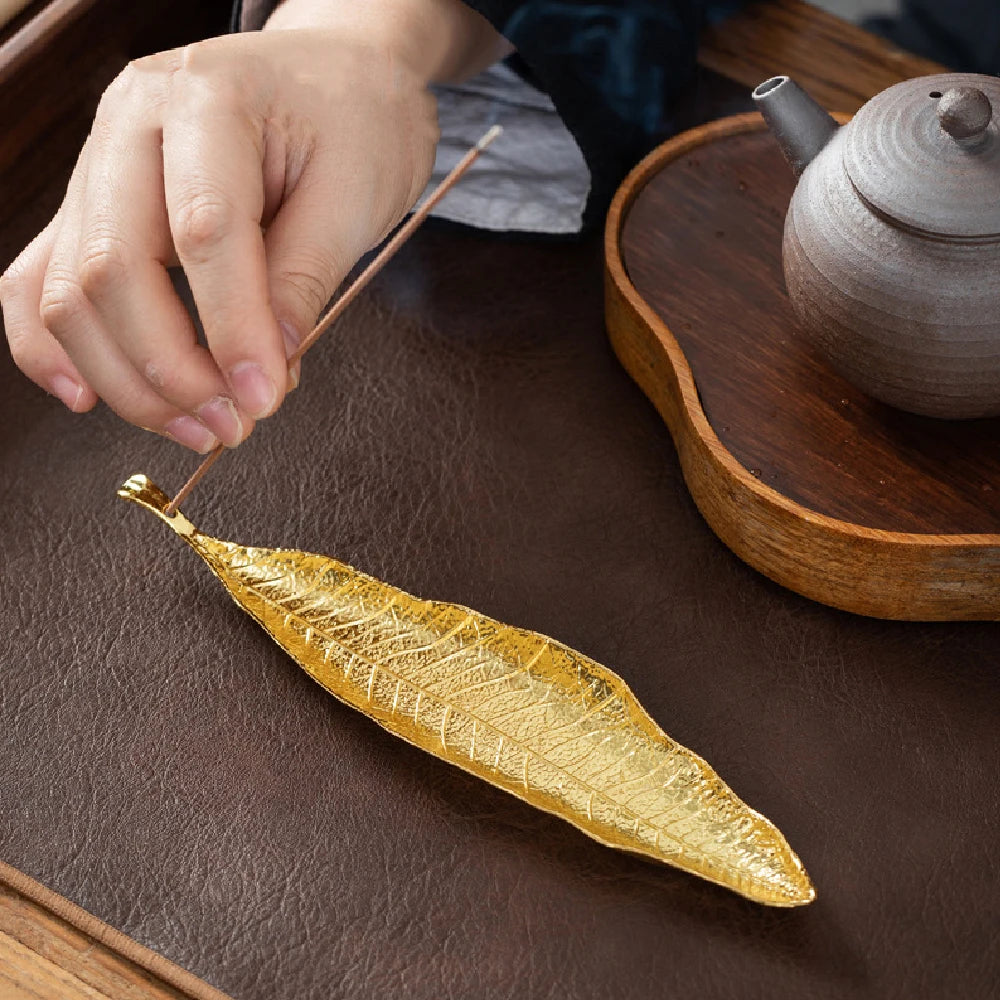 Metallic Leaf Incense Burner