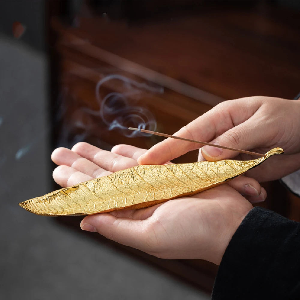 Metallic Leaf Incense Burner